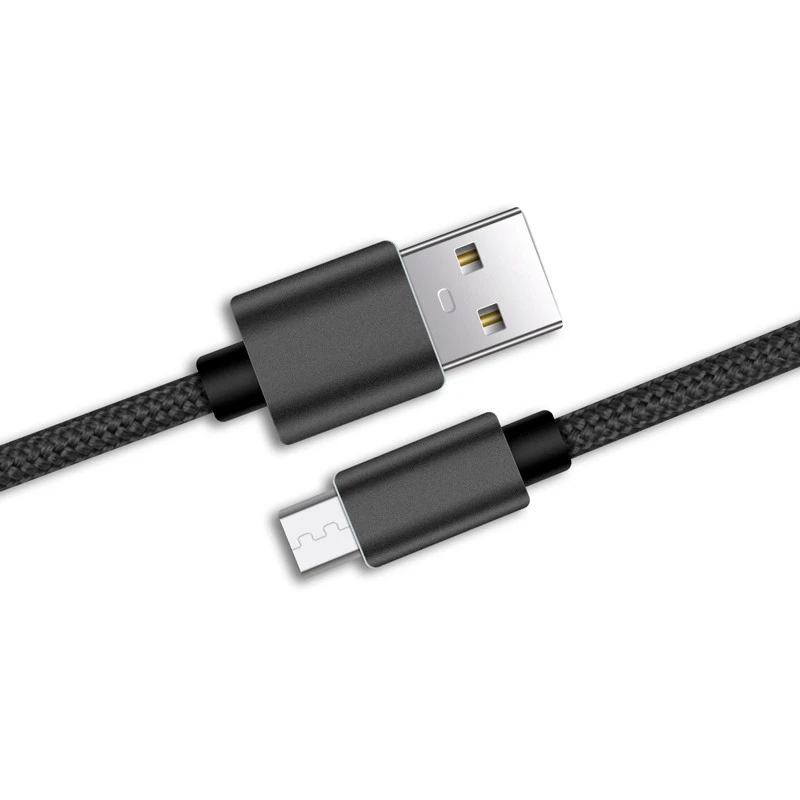 Premium Nylon Braided Black Android 1.8m 2m USB 2.0 Fast Charging Micro USB to USB-A DuraBraid Nylon Braided Cable