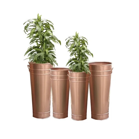 100% Pure Copper Flower Planter For Home Outdoor Decoration Garden Plants Holding Metal Flower Pot With Stand