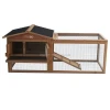 Rabbit hutch made of solid fir wood with outdoor enclosure, rabbit hutch for summer & winter, cage with open--air enclosure