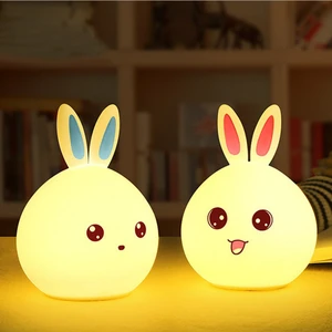 rabbit LED Silicone Gel Night Light,customized Bedroom Atmosphere Lamp,Hand Pat Touch Light