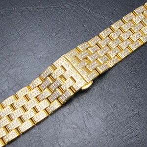 Real gold zircon diamonds watch band for apple watch