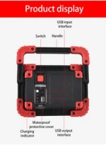 Rechargeable camping tent light Solar COB work light   Power bank portable searchlight