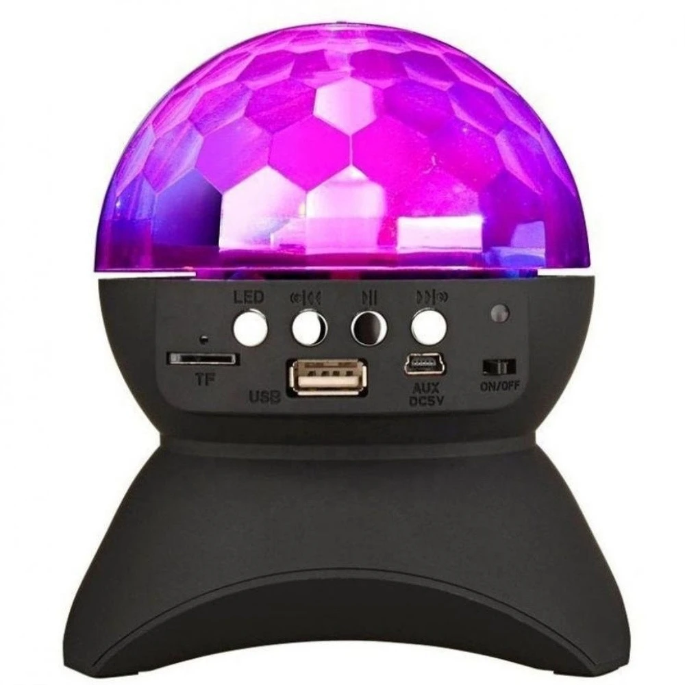 Rechargeable Mini Home Disco DJ,USB, FM Audio Wireless Blue-tooth Player with 360 degree Rotating LED Stage Ligh0ting for Party