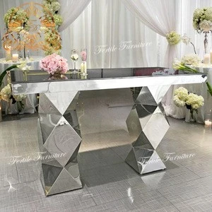 Rectangular silver cocktail stool furniture set high bar table