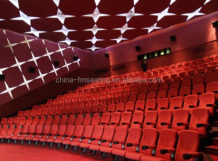 Red fabric tip-up plastic theater chair