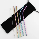 Reusable Drinking Stainless Steel Metal Straw Set with Cleaner Brush For Mugs Straws Home Party Bar Accessories