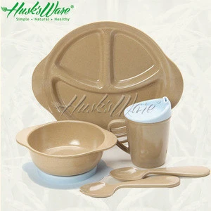 Rice husks fiber kids tableware ,biodegradable rice husks fiber children dinnerware set