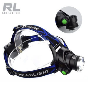Rocky light 18650 battery Headlight Led Headlamp Zoom Rechargeable Light Waterproof 2000LM fishing light