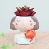 Roogo Hot sale garland girl shape mini flowerpots nursery pots