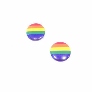 Round Rainbow Printed Tinplate Lapel Pins LGBT Gay Pride Tin Button Badge Pins