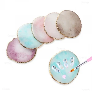 Round Resin Agate Stone Nail Color Palette Gel Polish Pallet Mixing Drawing Paint Plate Pad Manicure Nail Art Display Shelf