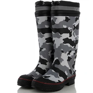 Safty camouflage print men waterproof heel rain boots rubber boots gumboots
