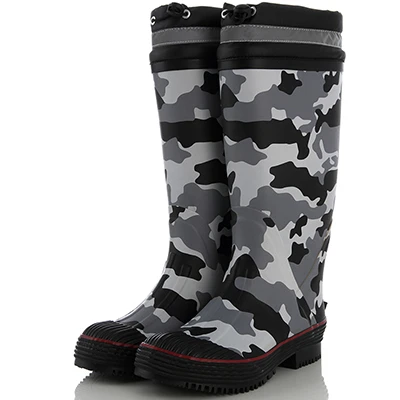 Safty camouflage print men waterproof heel rain boots rubber boots gumboots