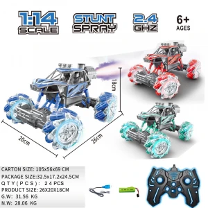 Scale 1:14 Die-cast RC Stunt Hobby With Function Of Mist Spray Light Music 2.4G Climbing Crossroad Metal Remote Control Car Toys