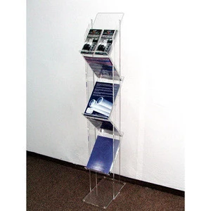 School Library A4 Acrylic Literature Rack Foldable Brochure Stand Acrylic Floor Standing Cd Rack