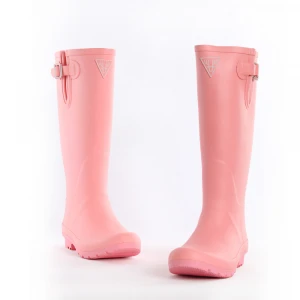 Shoes Rubber PVC Children pink rain boots  with cotton insoles