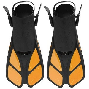 Short-Blade Adjustable Swim Fins/Flippers for Swimming, Diving, and Snorkeling (Open-Toe and Open-Heel Design)