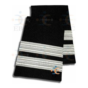 Silver Bar Pilot Epaulettes, For Merchant Navy, Airline, Marine Uniform with Gold French Braid
