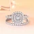 Import SKA 925 Sterling Silver white gold cz ring double halo Engagement Wedding ring set from China