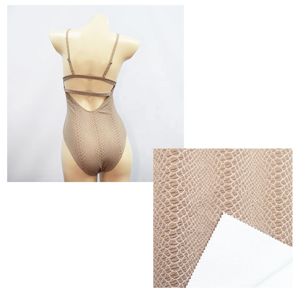 Snakeskin elastic fabric crinkle swimwear fabric supplier good stretch