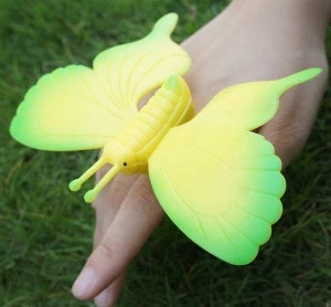 Soft plastic led light up butterfly toys ring for kids