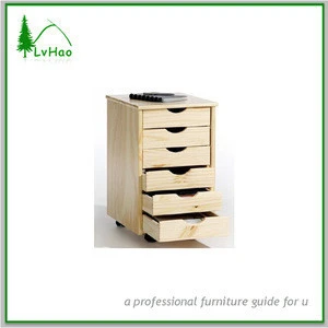 Solid wood pine wood files cabinet with 6 drawers for office furniture
