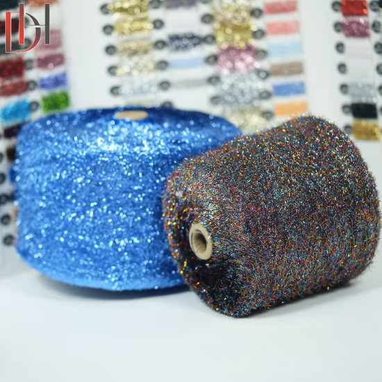 Import Glitter 100% Polyester Fancy Yarn for Knitting Craft Bag Skirt Glass Yarn from China