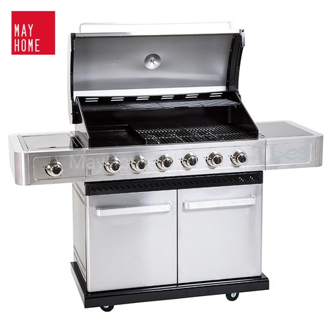 Stainless steel 6+1 burners cabinet with LED knobs 606 bbq gas grill