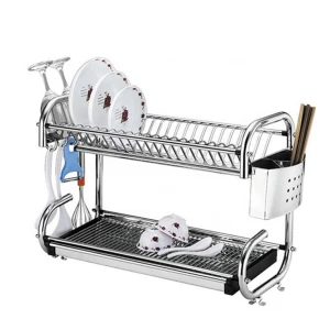 Stainless Steel Dish Drying Rack,Stable 2 Tier Dish Rack Easy Install Kitchen Dish Drainer