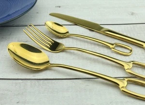 Stainless Steel Gold Plated Flatware Set Home Kitchen Hotel Restaurant 4pcs Tableware Cutlery Set
