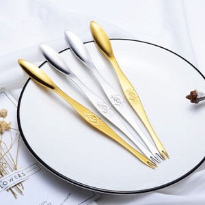 stainless steel Gold titanium crab needles fork with sea food tool