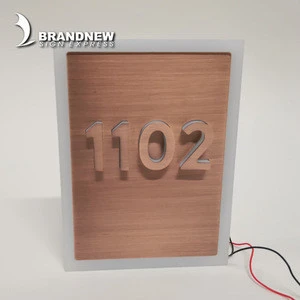 stainless steel hotel led room number door  plate with acrylic inside