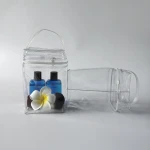 Stand up waterproof round packing/storaging case zipper pvc clear bag transparent cosmetic clear makeup bags with handle