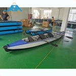 Stock 2 person factory customized fishing canoe rowing boat pedal Drop Stitch Inflatable Kayak with drain hol