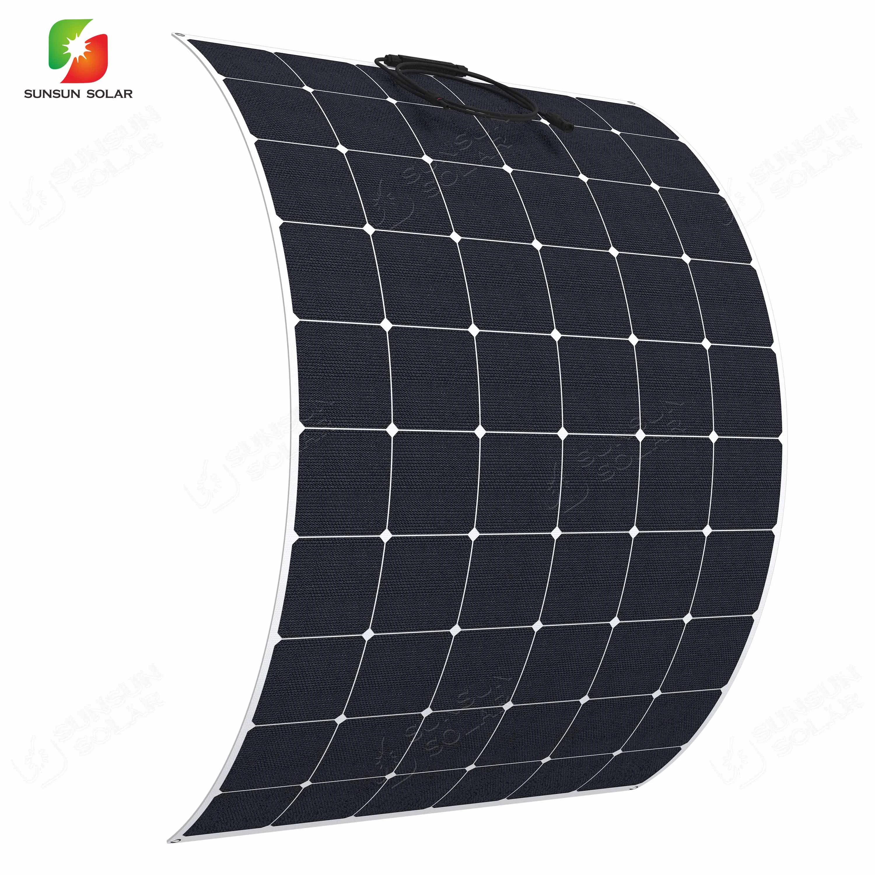 SUNSUN Light weight 22% efficiency 60 cells SunPower cell semi flexible solar panel 200W
