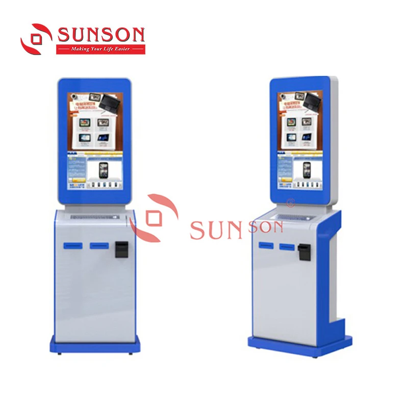 Super Market Hall Bank Card Cash Bill Coin Self Service Photo Payment Kiosk With Multi Touch Screen Monitor
