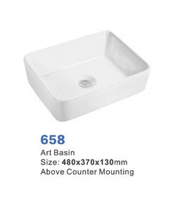 Table top basin bathroom sink ceramic counter top hand rectangular white color art wash basin sink