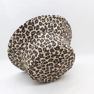 Travel Hiking Camping Cotton Polyester Leopard Print Double Side Bucket Hat