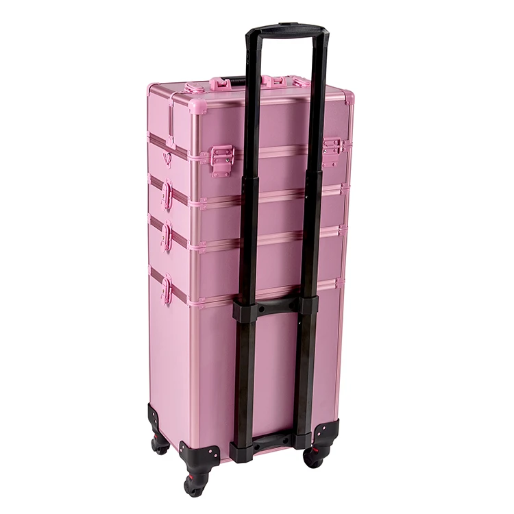 Unique design new professional portable large capacity 5 in 1 makeup rolling train travel cosmetic case