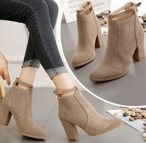 UP-0030J Women shoes 2017 winter high heel suede ankle boots
