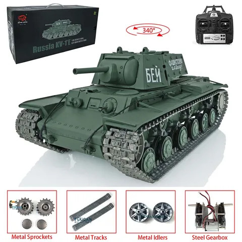 US Stock 2.4G Henglong 1/16 Scale 7.0 Upgraded Soviet KV-1 RTR RC Tank 3878 Metal Tracks