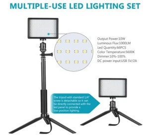 USB LED Video Light 2 Packs Dimmable 5600K with Adjustable Tripod Stand/Color Filters for Tabletop/Low Angle Shooting