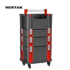 VERTAK professional stackable empty plastic tool case trolley with wheels Aluminum handle and lock