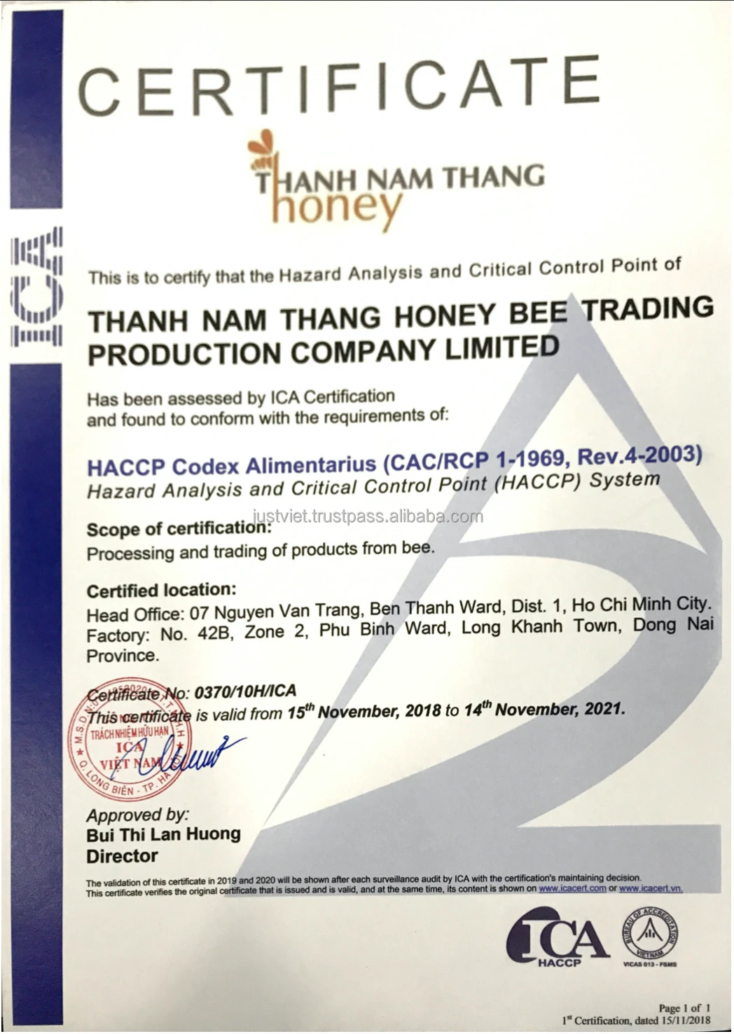 Vietnam HACCP 300kg Bulk Natural Honey