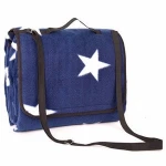 Warm and Soft Fleece Picnic Blanket Waterproof with Belt for Outdoor Camping Beach Travel