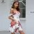Import Weixin Shein Fashion Dropshipping Summer Womens Clothing Floral Print Halter White Chiffon Ruched Detail Skater Casual Dress from China