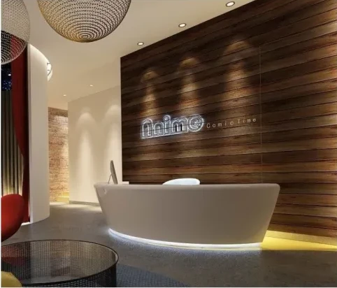 White Artificial Stone Reception Desk Design Hotel Lobby Customized Curved Reception Counter