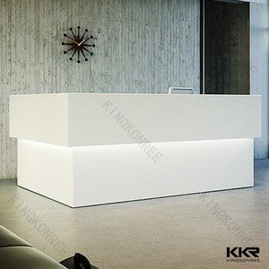 white high gloss reception desk for restaurant counter design