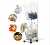 Wholesale 2 tiers hanging metal wire bathroom laundry storage basket with wheels