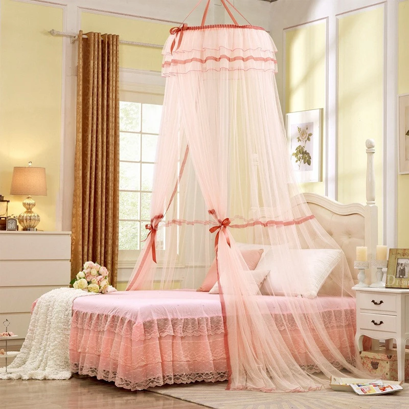 Wholesale Amazon Princess King Size Queen Size Double Bed Nets Lace Hanging Bedroom Decoration Dome Mosquito Net